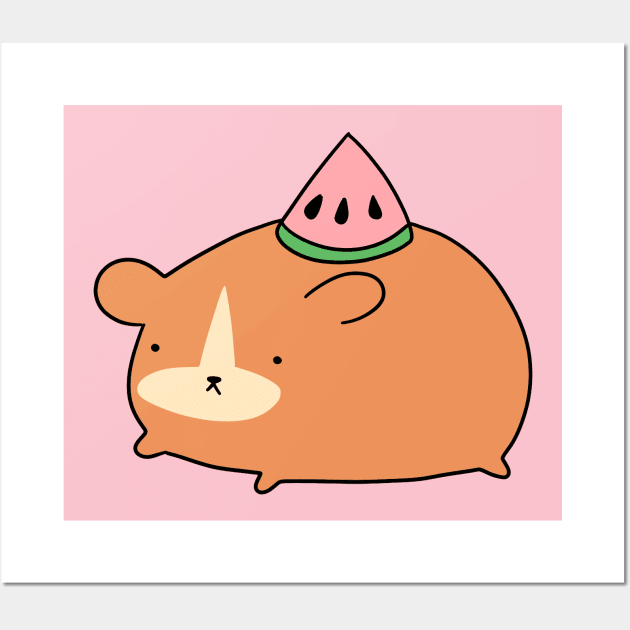 Watermelon Wedge Hamster Wall Art by saradaboru